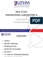BDA 37201 Engineering Laboratory V: Open Ended Thermodynamic Ii