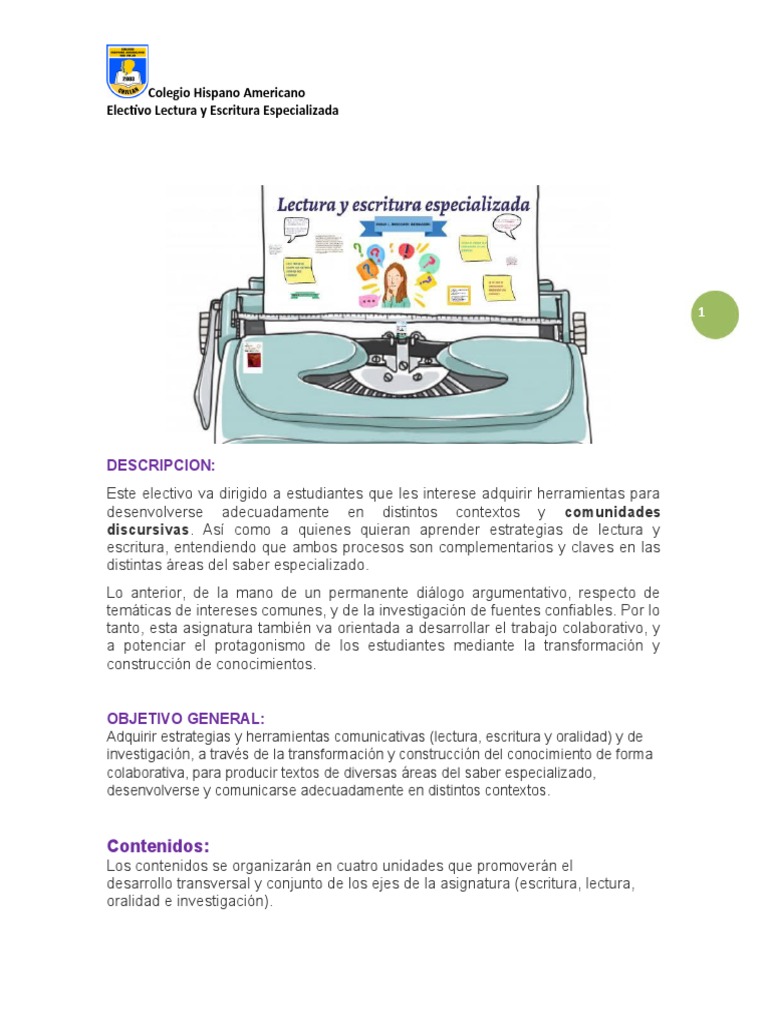 Electivo de Lectura y Escritura Especializada | PDF | Comprensión ...
