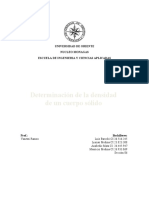 Determinacion de La Densidad de Un Cuerpo Solido Informe de Laboratorio de Fisica.
