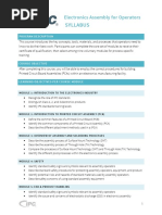 Syllabus: Electronics Assembly For Operators