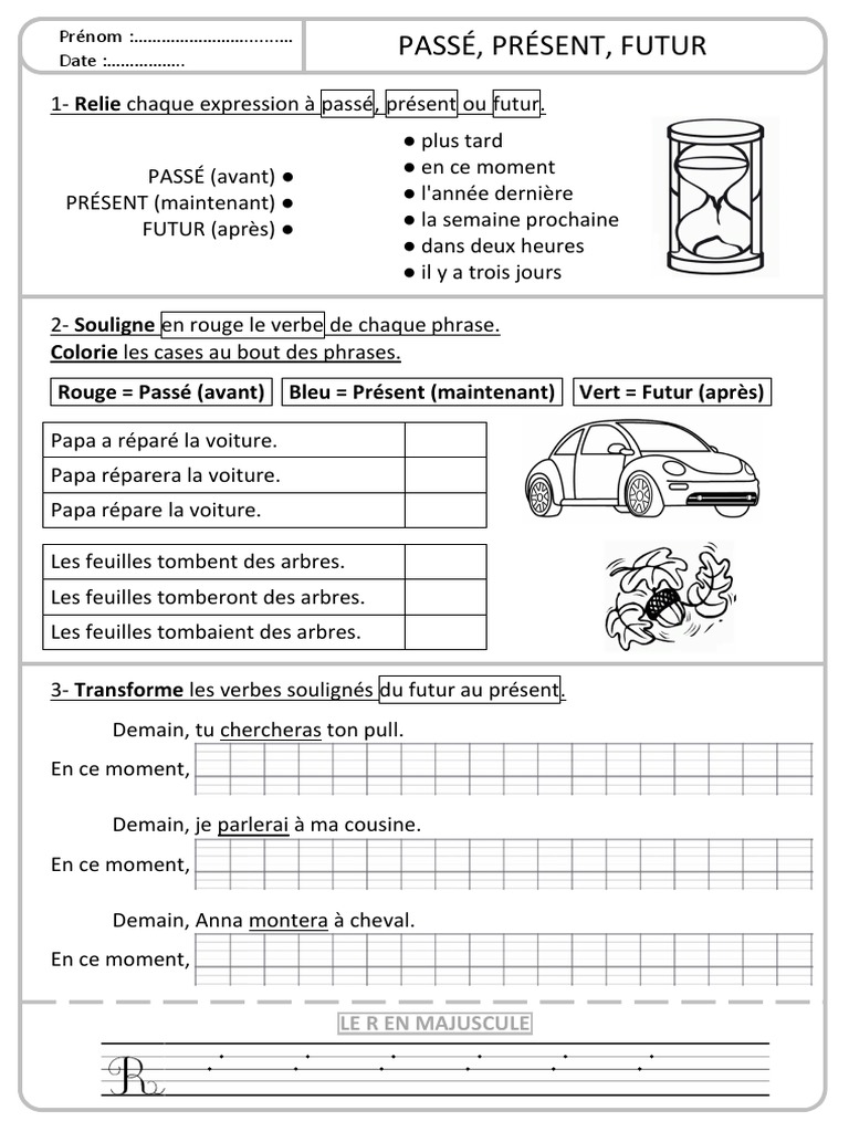 Exercices Passé Présent Futur Ce1 3 7 Passe Present Futur | PDF