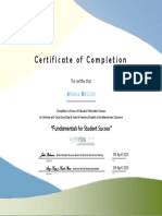 Certificate of Completion: "Fundamentals For Student Success"