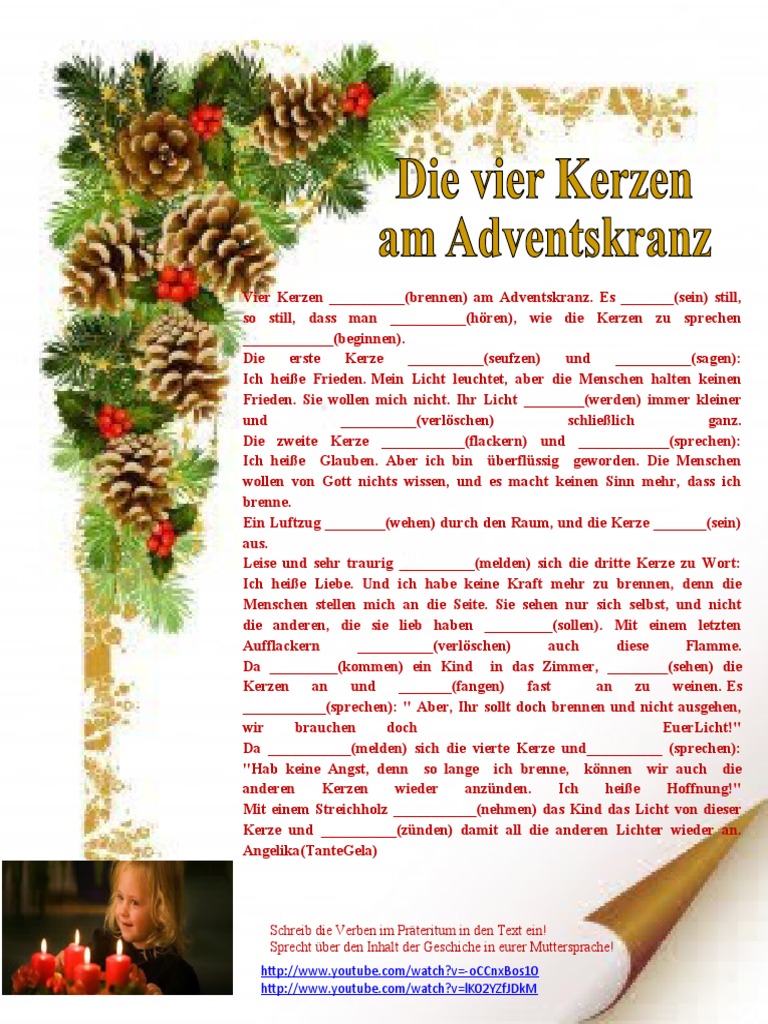 Vier Kerzen Am Adventskranz