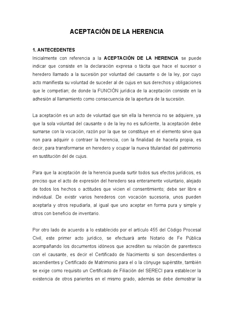 Qué Es Una Escritura De Aceptación Y Adjudicación De Herencia – FMSMB