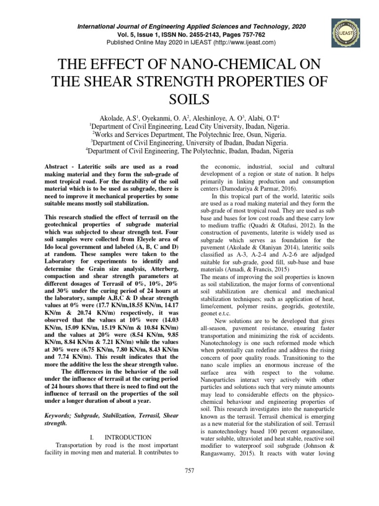 Effect of Nano Chemicals On The Shear Strength Properties of Soils ...