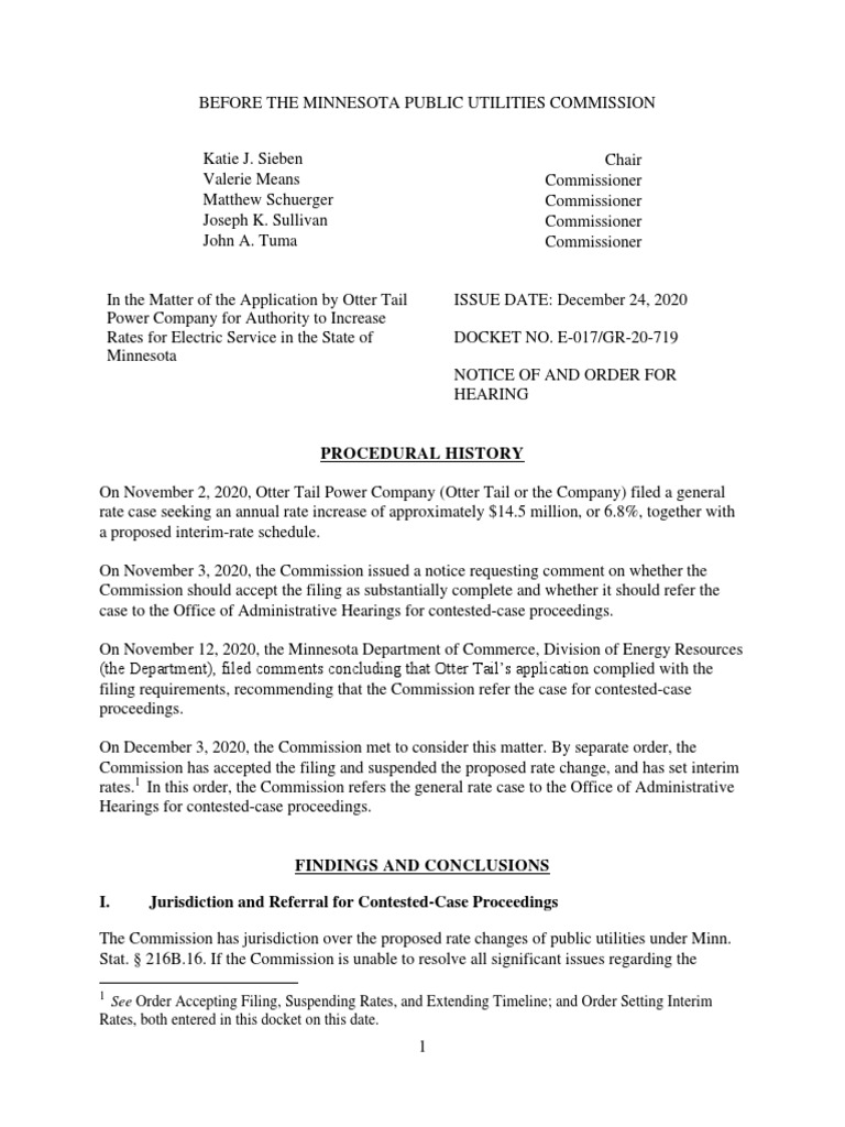 Otter Tail Power Rate Increase Hearing | PDF | Administrative Law Judge ...
