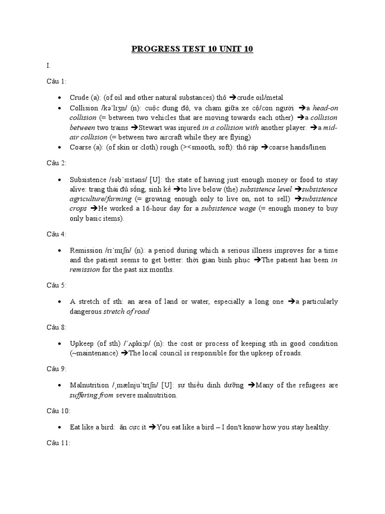 Progress Test 10 Unit 10 | PDF | Nature