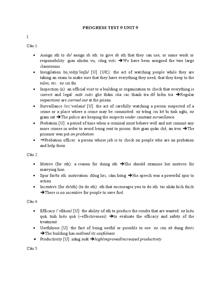 Progress Test 9 Unit 9 Pdf Business