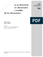 Perspectives Et Directives de Législation Alimentaire Et Nouveau Modèle de Loi Alimentaire