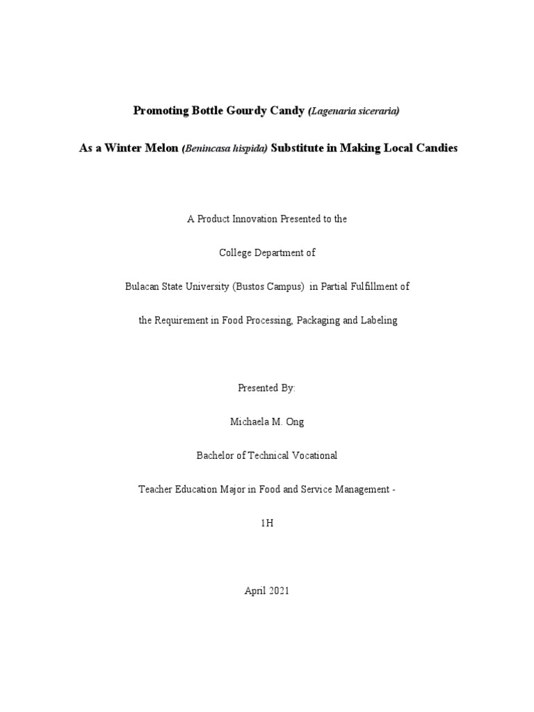 Promoting Bottle Gourdy Candy As A Winter Melon Substitute in Making