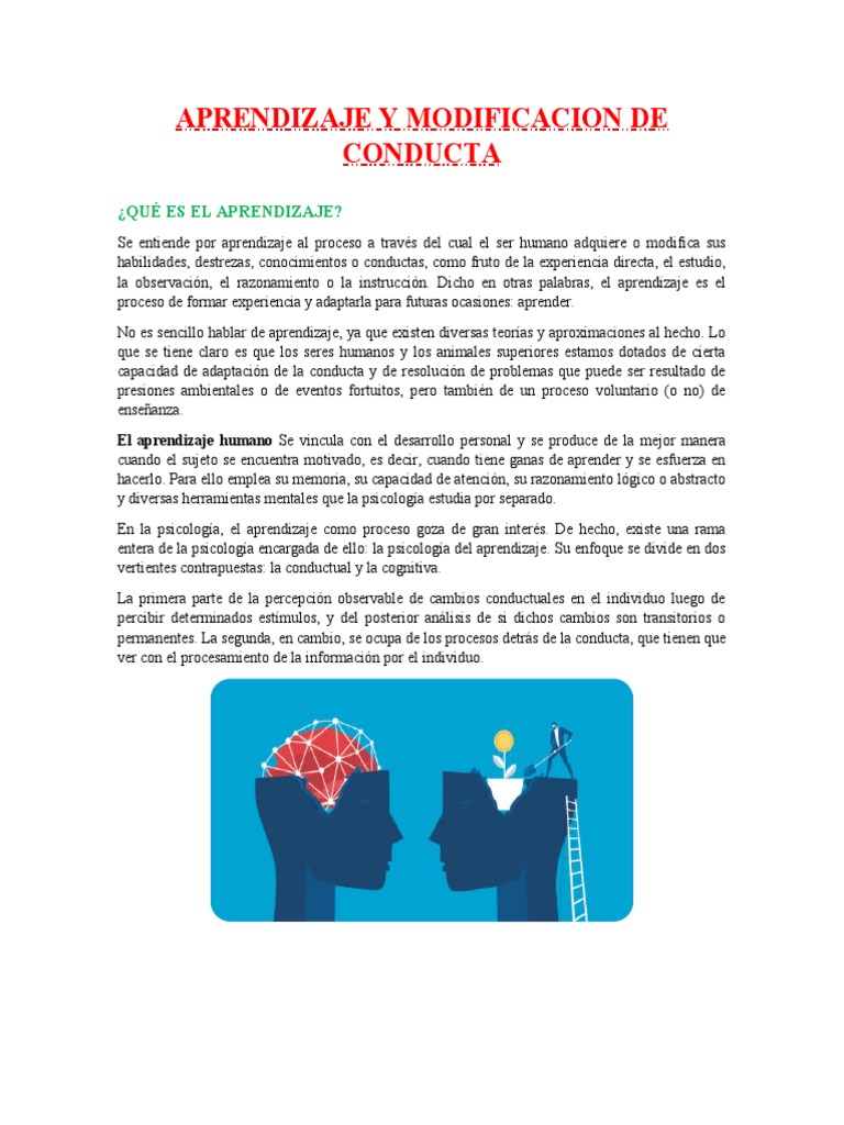 Aprendizaje y Modificacion de Conducta | PDF | Aprendizaje | Comportamiento