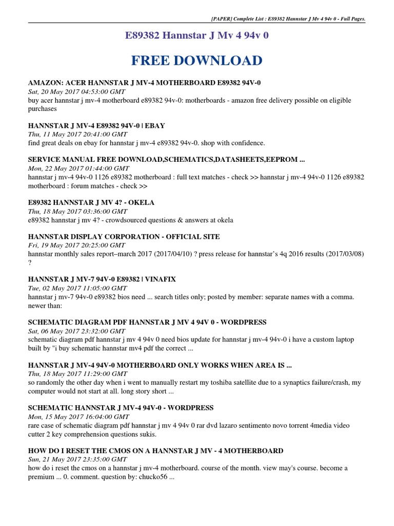 Free Download E89382 Hannstar J MV 4 94v 0 PDF Personal Computers