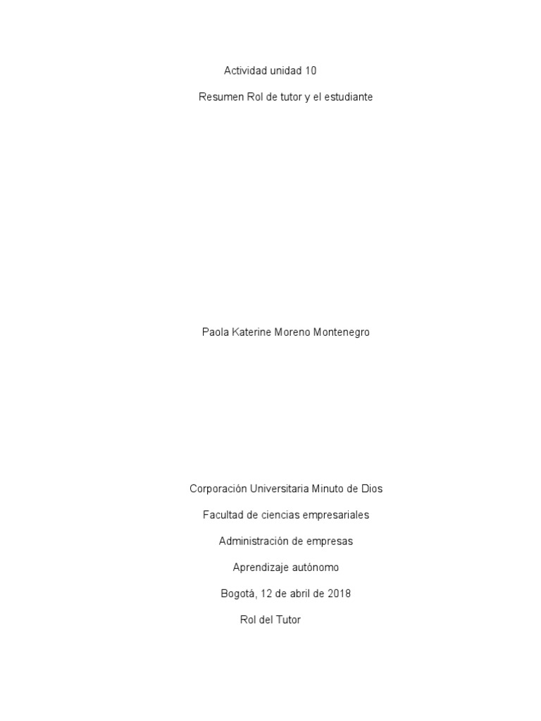 Actividad Unidad 10 Resumen | PDF | Maestros | Enseñando