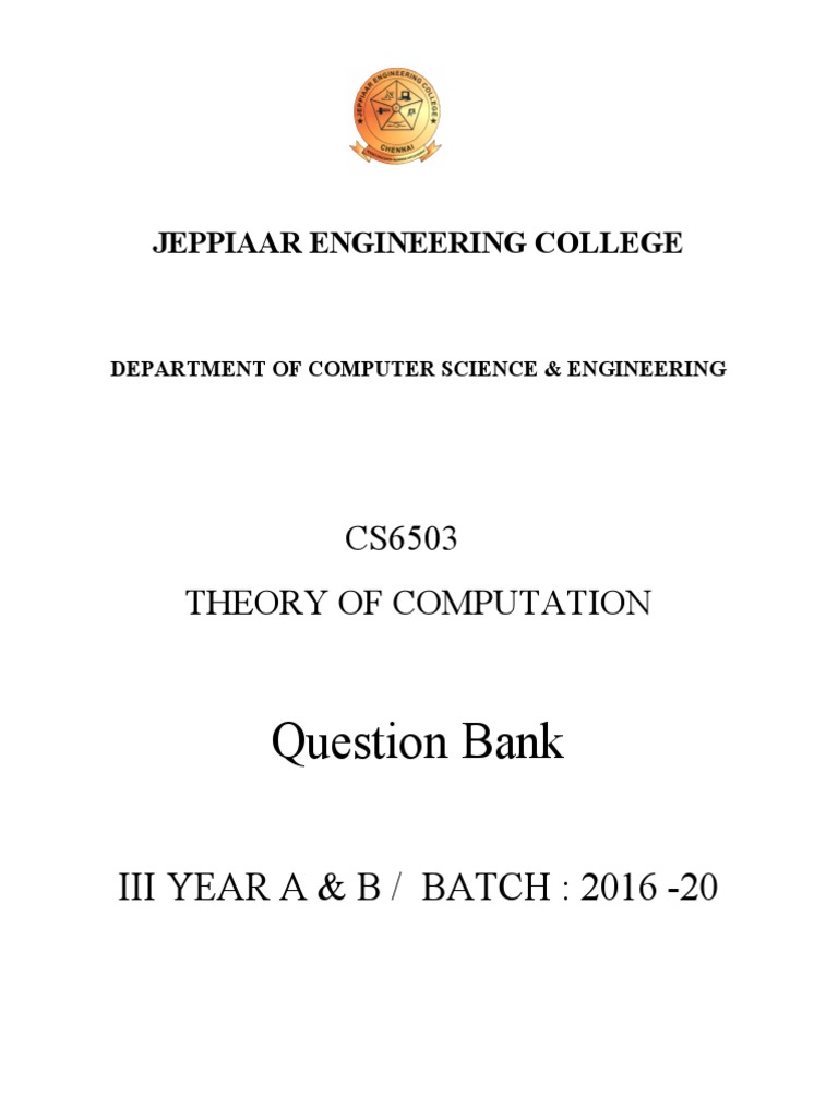 Theory of Computation Question Bank | PDF | Theory Of Computation ...