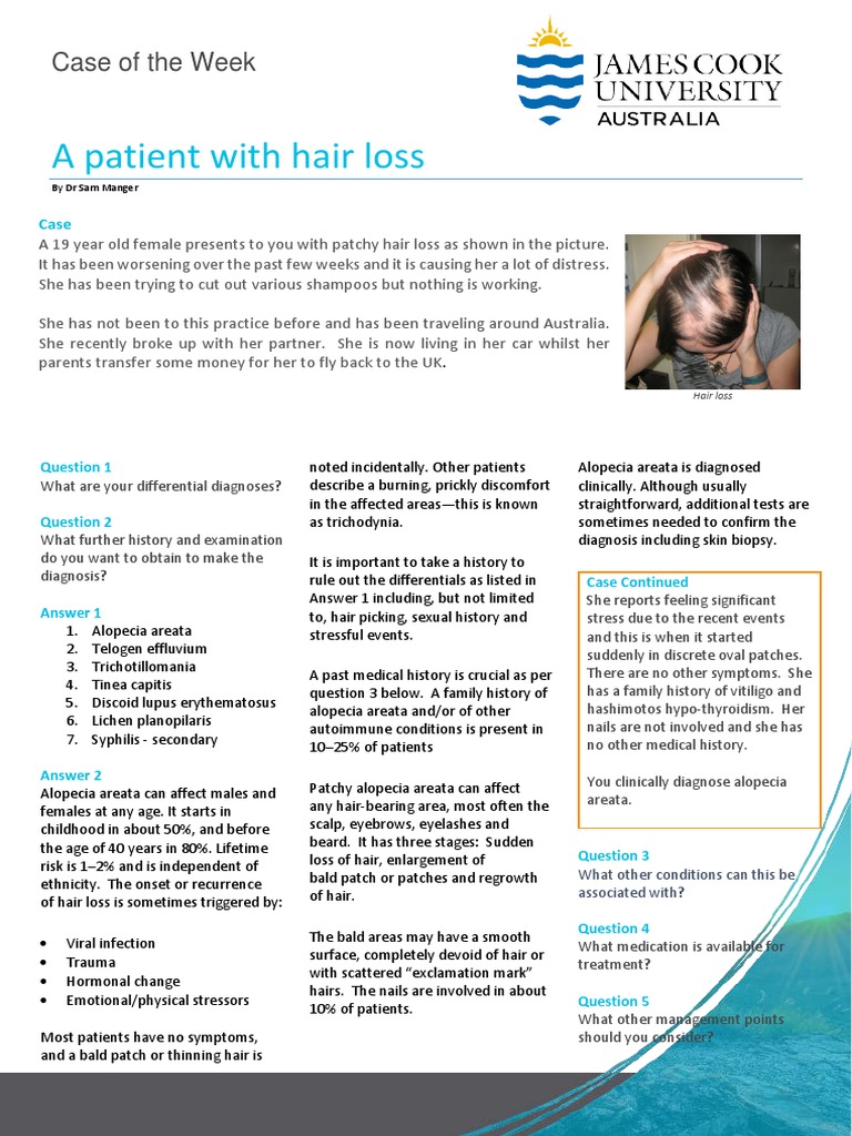 Case of The Week Hair Loss PDF Hair Loss Dermatology
