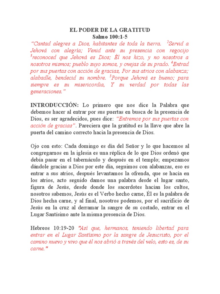 El Poder de la Gratitud en Dios | PDF | Gratitud | eucaristía