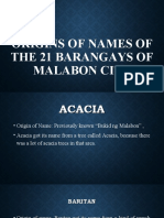 Origins of Names of The 21 Barangays of Malabon City