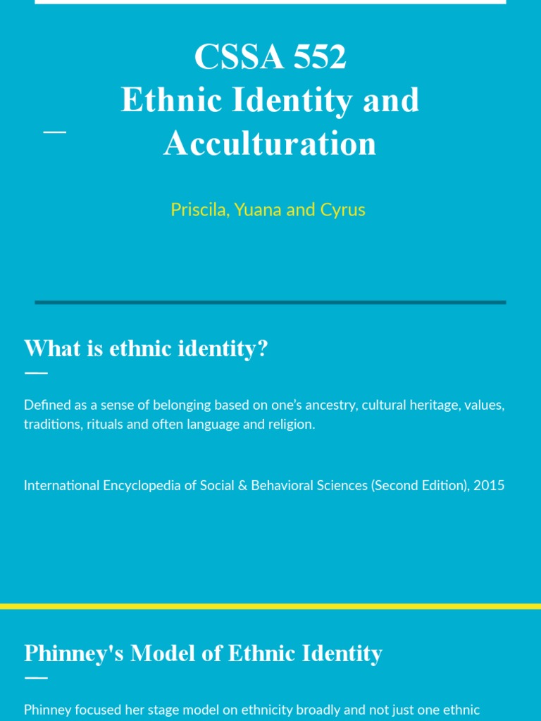 Ethnic Identity and Acculturation PDF Ethnic Groups Identity