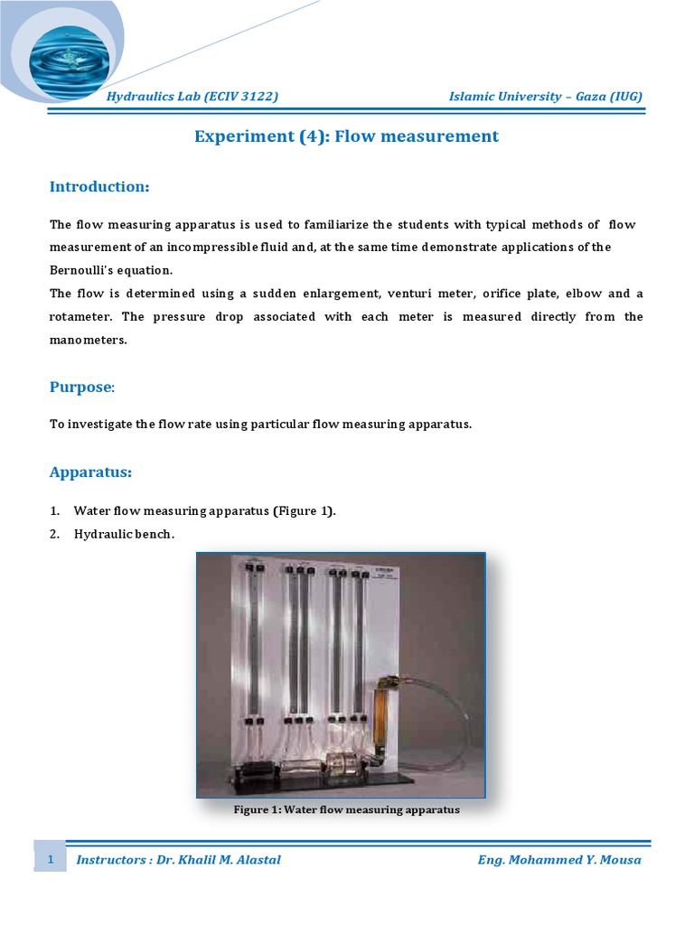 Experiment 4 Hydraulics Lab PDF Fluid Dynamics Transparent Materials