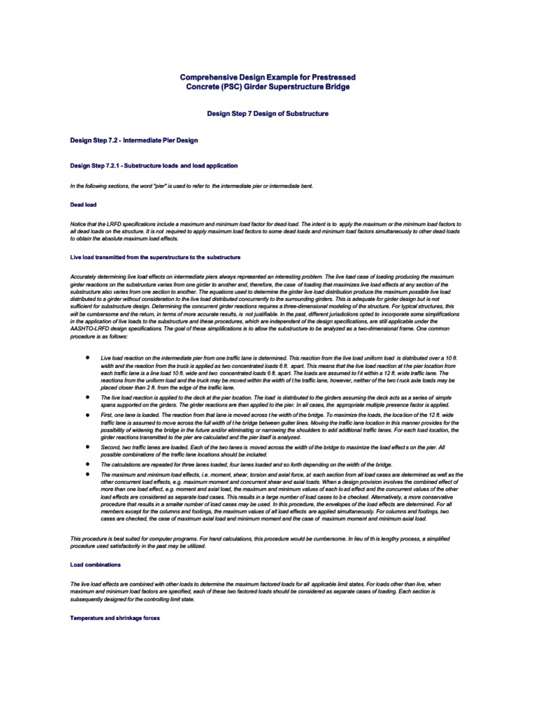 Design of Intermediate Piers for a Prestressed Concrete Girder ...