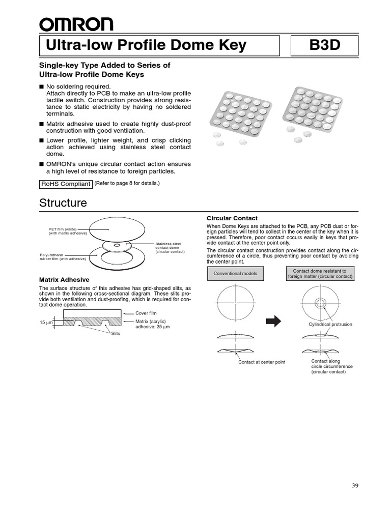 Ultra-Low Profile Dome Key Features | PDF | Printed Circuit Board ...