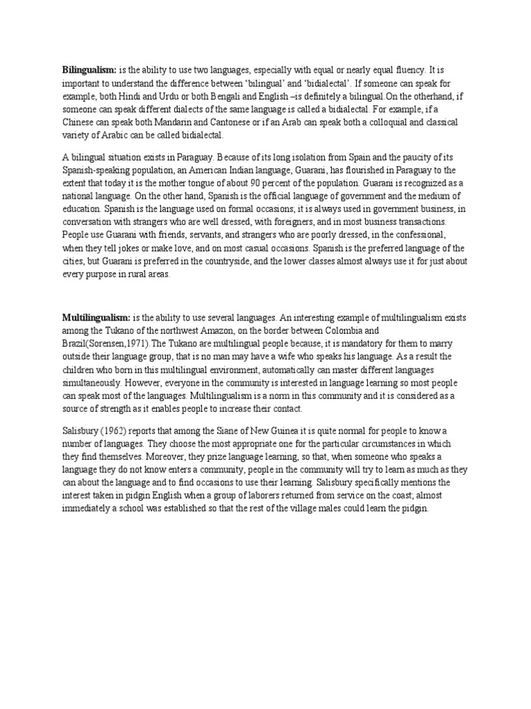 Bilingualism and Multilingualism | PDF | Multilingualism | Spanish Language
