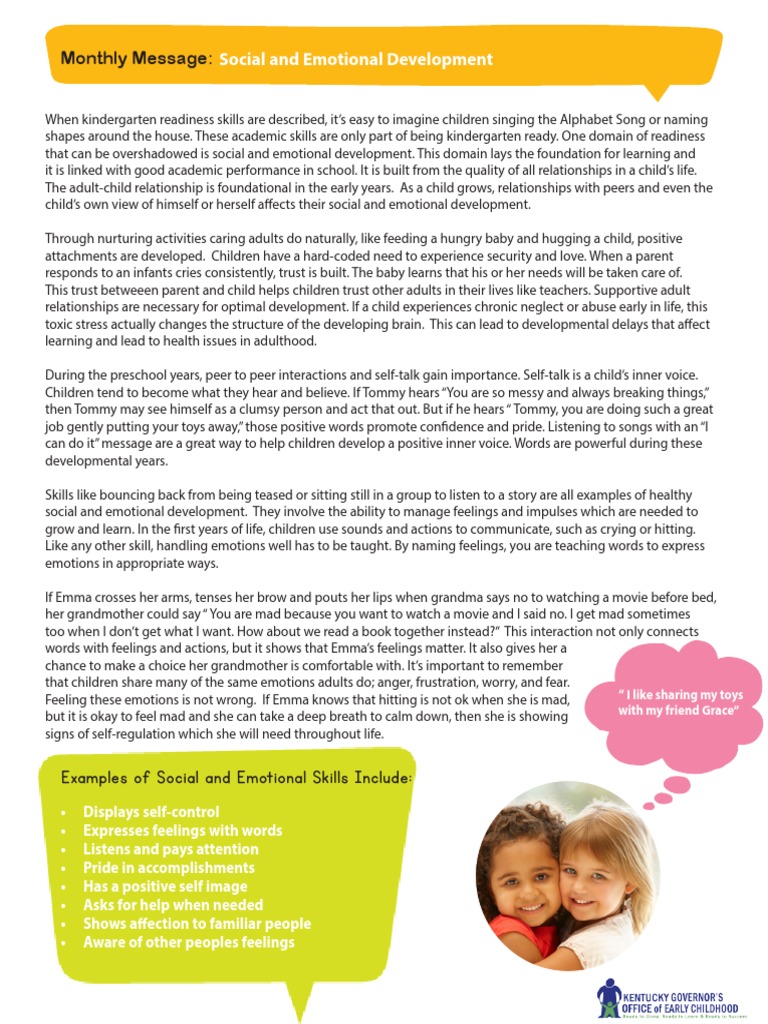 Social and Emotional Growth in Early Childhood | PDF | Child Neglect ...