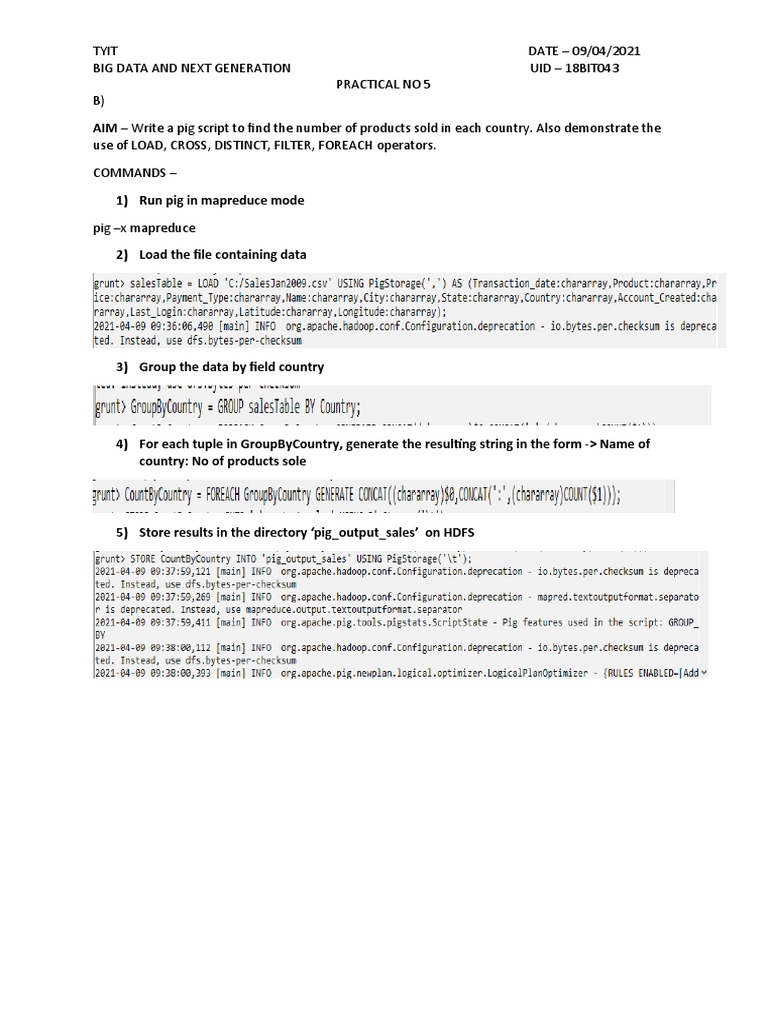 BDPRAC5 | PDF | Computers