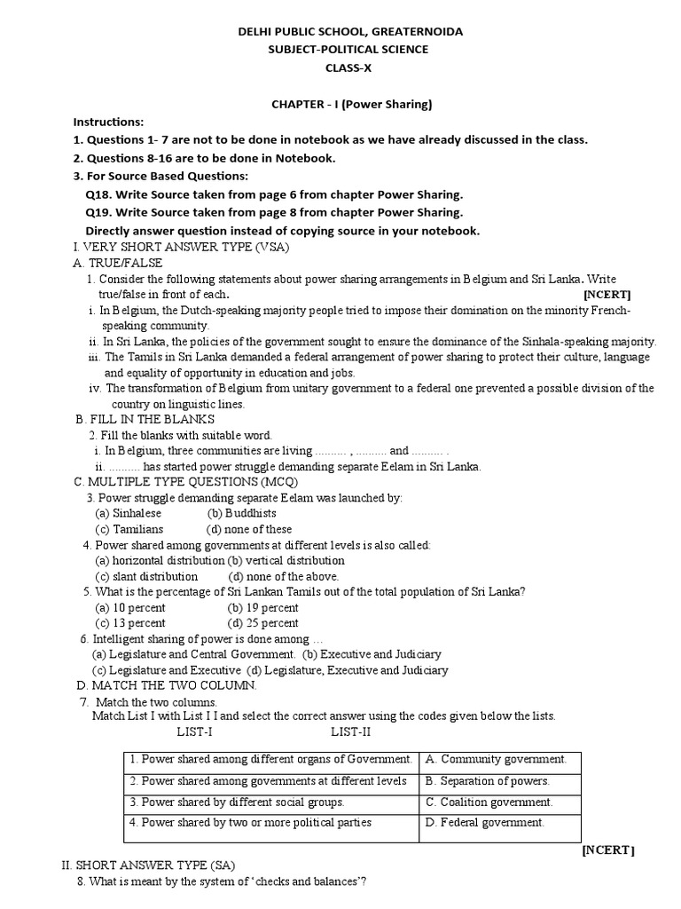 CW ND HW Quest From Power Sharing | PDF | Sri Lanka | Democracy