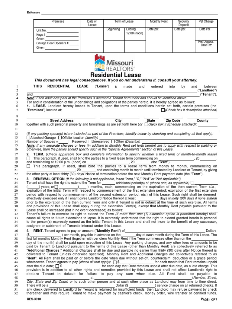 Residential Lease | PDF | Lease | Leasehold Estate
