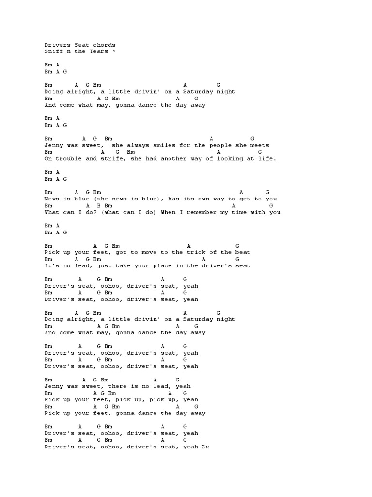 car seat headrest drunk drivers chords
