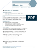 P10.1 Student Calculation Sheet: Force, Mass, and Acceleration