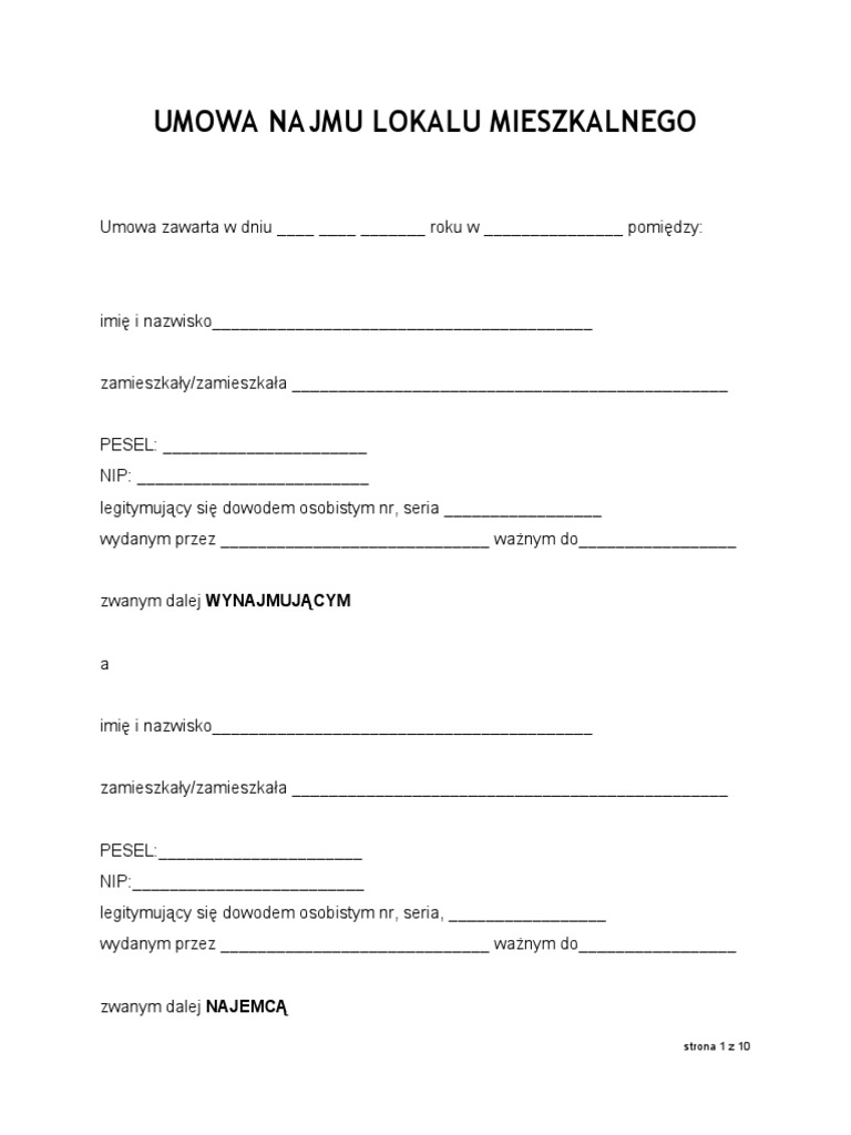 Umowa Najmu PDF