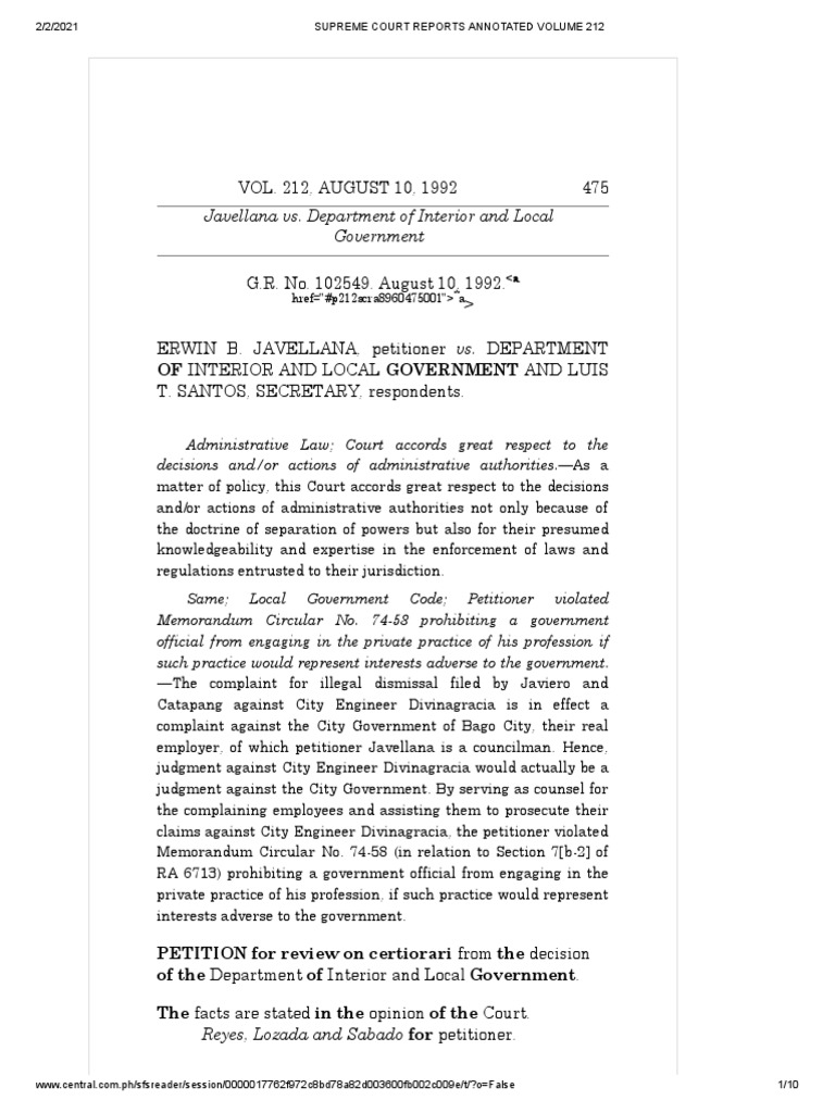 Javellana VS Dilg PDF Complaint Practice Of Law
