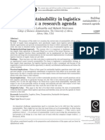 Building Sustainability in Logistics Operations: A Research Agenda