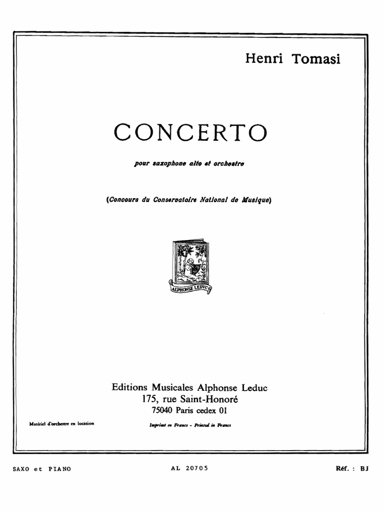Henri Tomasi Concerto-1 | PDF | Saxophone | Technologie musicale