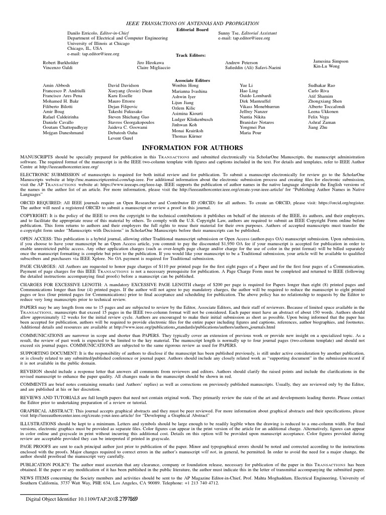 Ieee Transactions On Antennas and Propagation 2018 PDF Open Access