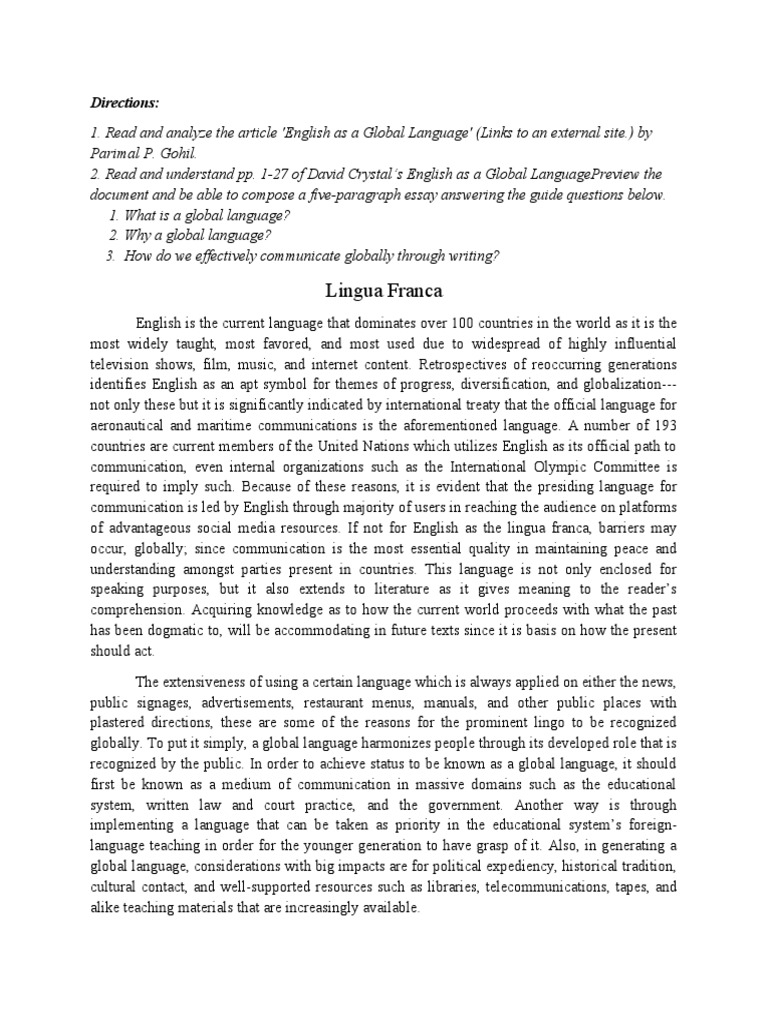 English: The Global Communication Tool | PDF | English Language ...