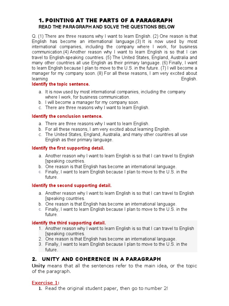 Analyzing Paragraph Structure in English | PDF | Paragraph | English ...