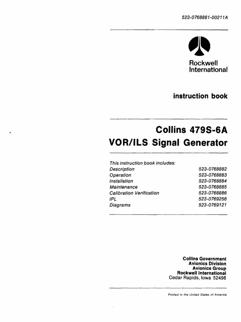 Collins VOR/ILS Signal Generator: Instruction Book | PDF | Modulation ...