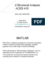 Advanced Structural Analysis ACES 410: Matlab Overview