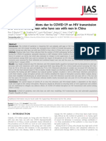 The Impact of Disruptions Due To COVID-19 On HIV Transmission and Control Among Men Who Have Sex With Men in China