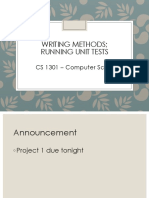 Writing Methods Running Unit Tests: CS 1301 - Computer Science I