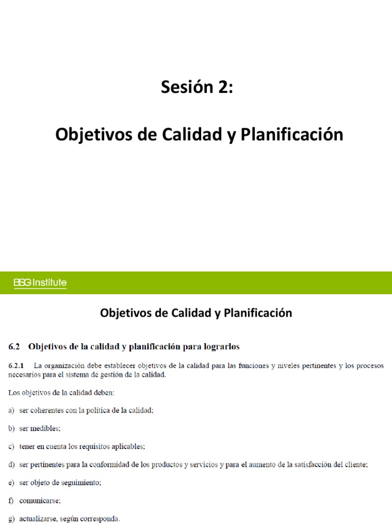 Objetivos de Calidad y su Planificación | PDF | Calidad (comercial ...