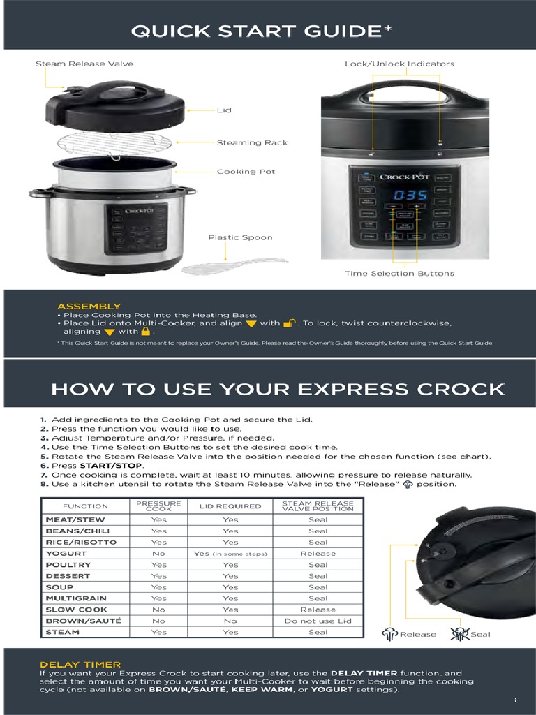 Crockpot Express Crock Multi Cooker User Manual Spanish