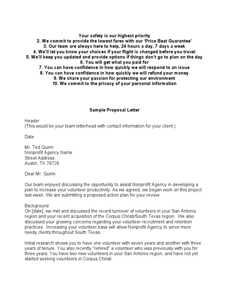 Client Proposal Letter Sample | PDF | Volunteering | Recruitment