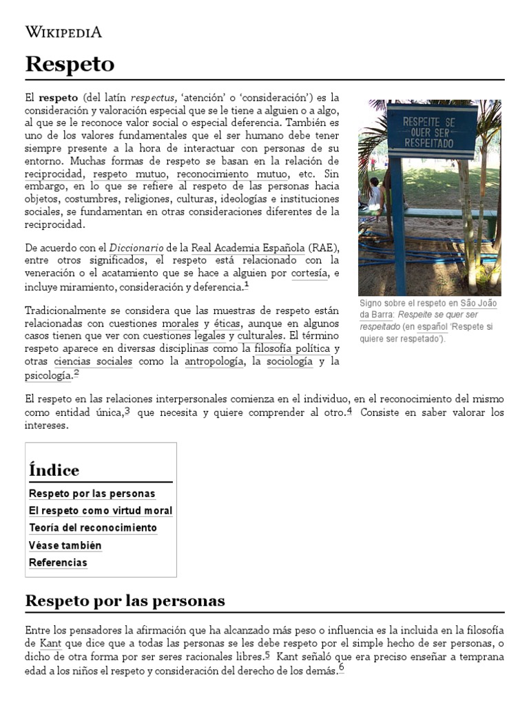 Significado y Valor del Respeto | PDF | Teorías filosóficas | La ...