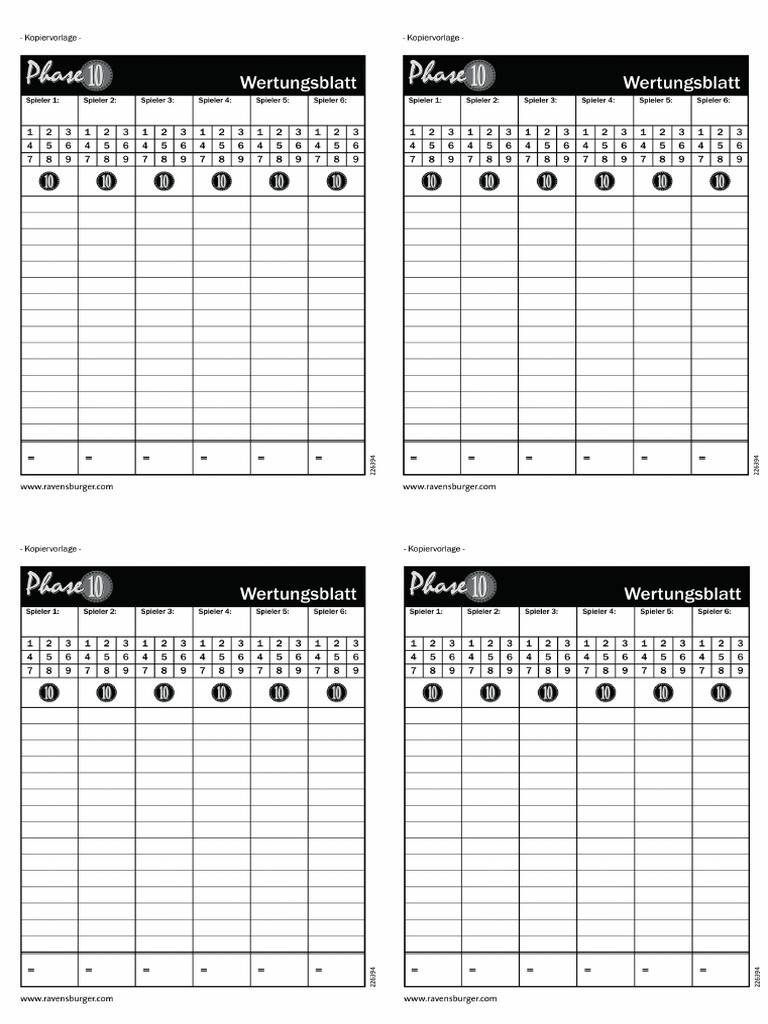 Phase 10 Wertungsblatt Pdf