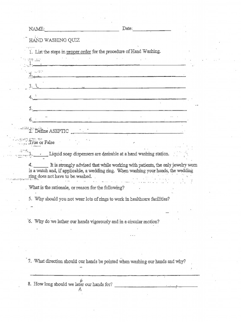 Infection Control Chapter 13 Handwashing Quiz PDF