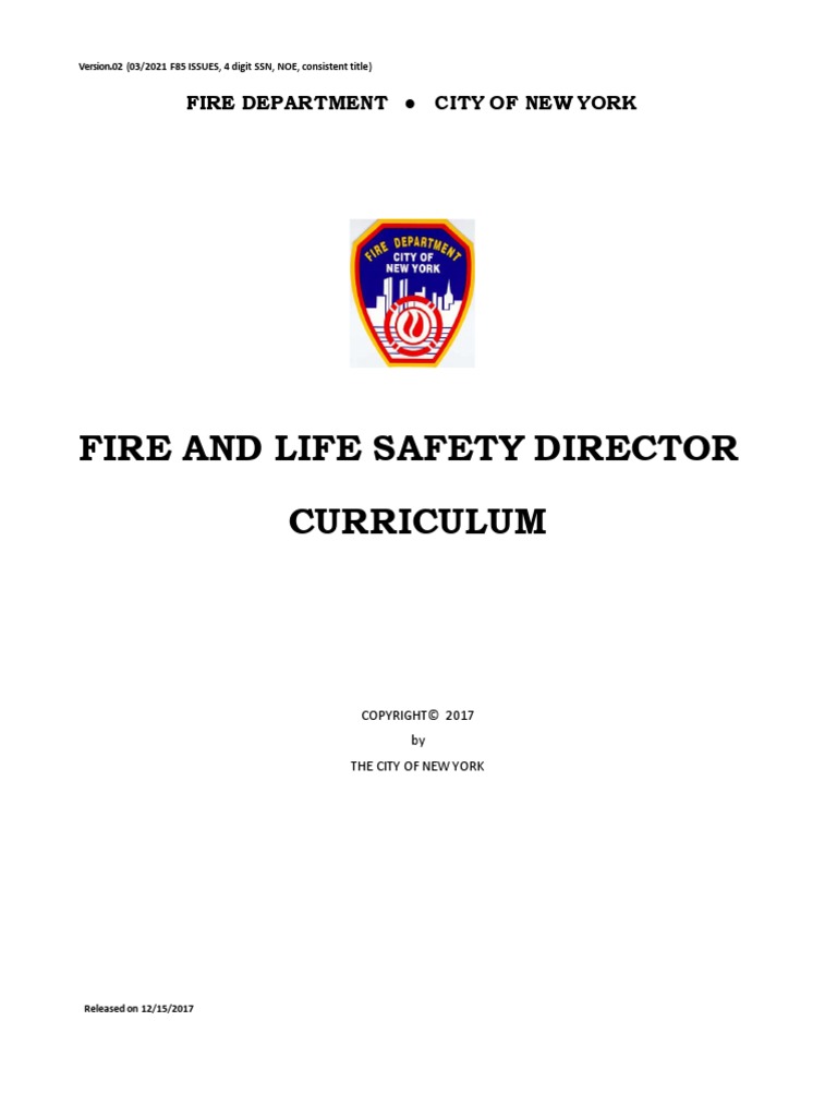 Fire and Life Safety Director FLSD Curriculum PDF Fire Sprinkler